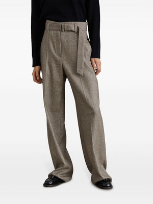 BRUNELLO CUCINELLI Elegant Herringbone Trousers with Pressed Crease