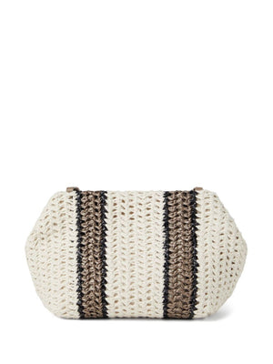 BRUNELLO CUCINELLI Eco-Friendly White Handbag with Sequin Embellishment and Magnetic Fastening