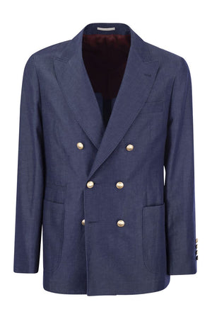 BRUNELLO CUCINELLI Blue Mens Jacket for Spring/Summer 2024