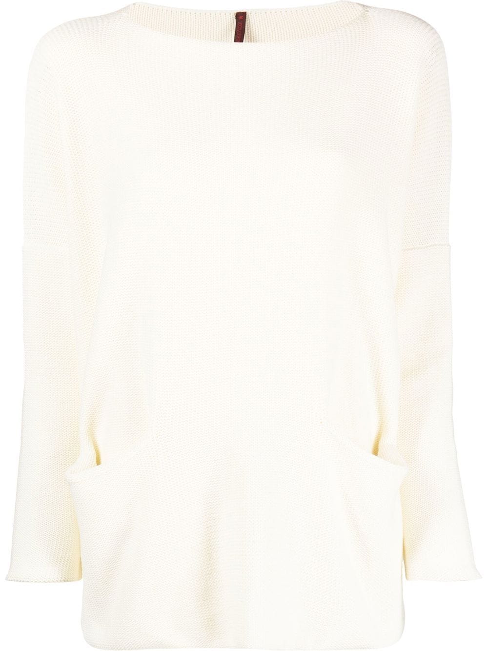 DANIELA GREGIS Ivory White Cotton Open Pocket Boat Neck Jumper for Women - SS24