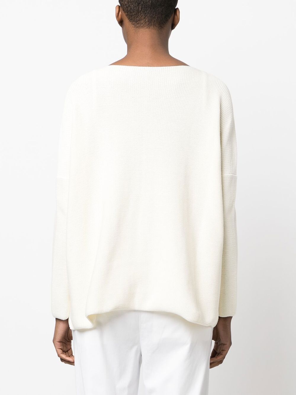 Ivory White 100% Cotton Boat Neck Jumper for Women - SS24