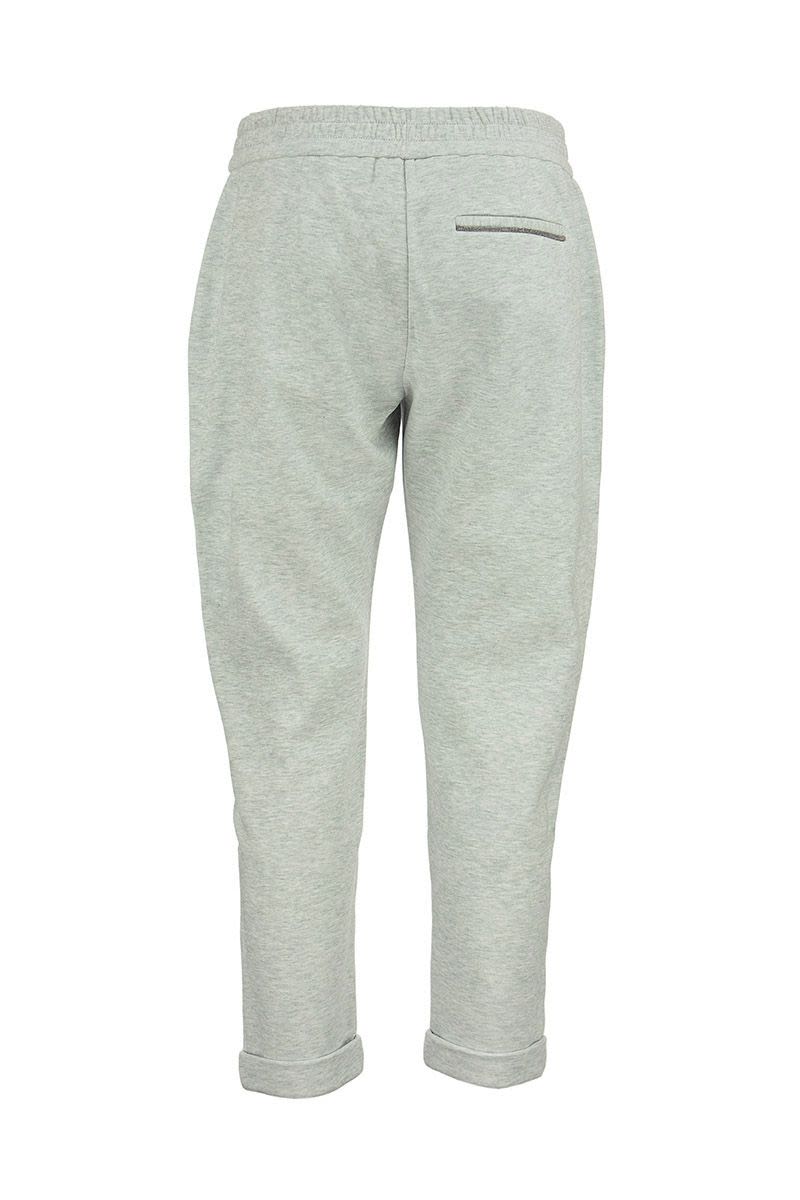 Refined Cotton Fleece Trousers with Jewel Embroidery