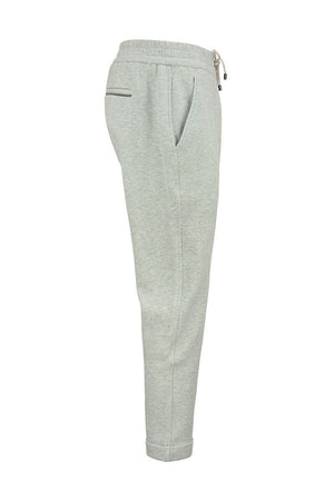 Refined Cotton Fleece Trousers with Jewel Embroidery