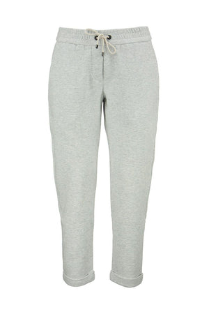 BRUNELLO CUCINELLI Lightweight Stretch Cotton Fleece Trousers for Women in Grey FW21