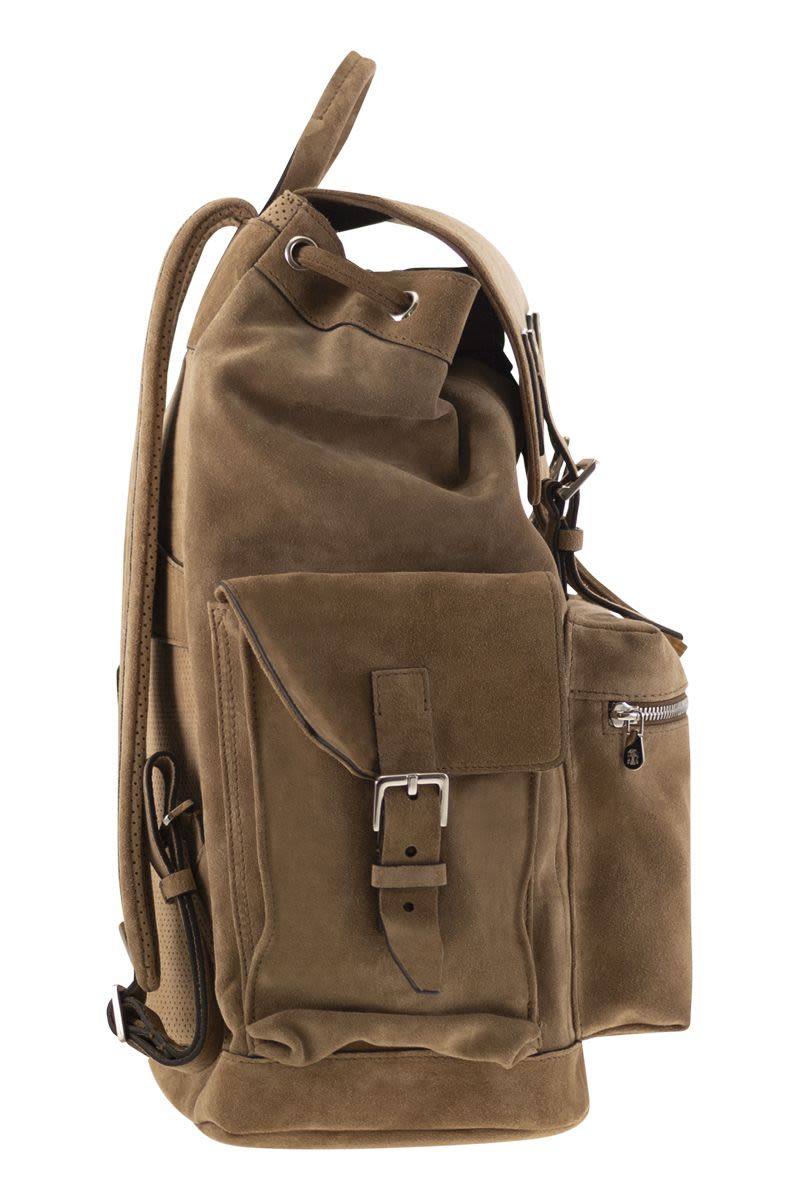 BRUNELLO CUCINELLI Velvety Suede City Backpack - 30 x 41.5 x 20 cm