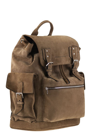 BRUNELLO CUCINELLI Velvety Suede City Backpack - 30 x 41.5 x 20 cm