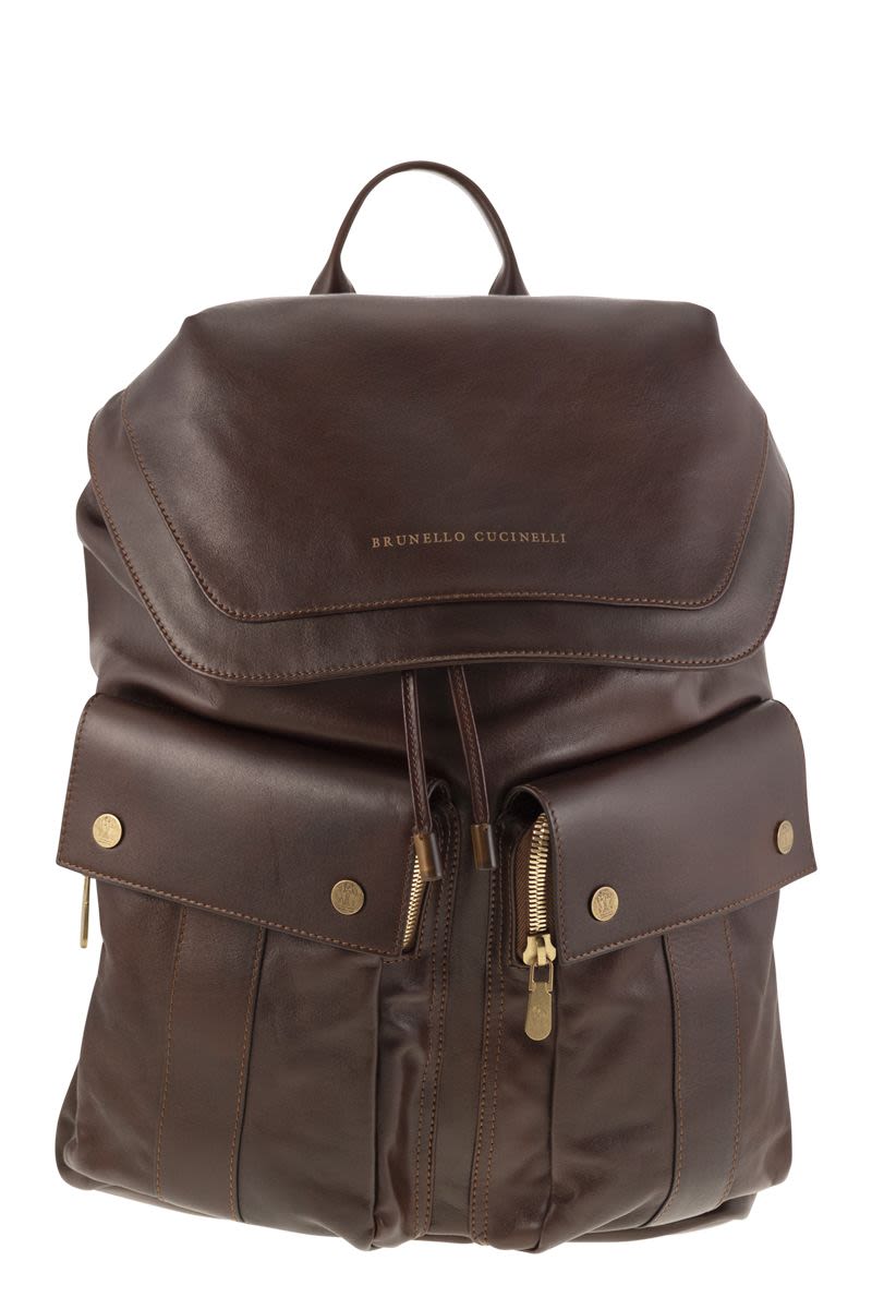 BRUNELLO CUCINELLI Elegant Leather Backpack 32x44x18 cm