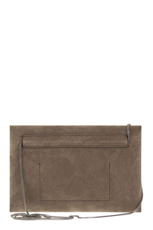 BRUNELLO CUCINELLI Soft Suede Envelope Shoulder Handbag - Neutral