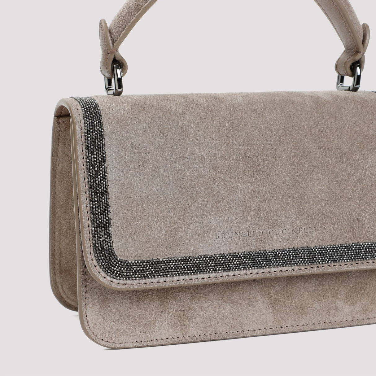 Stone Suede Handbag - Refined Craftsmanship and Timeless Design