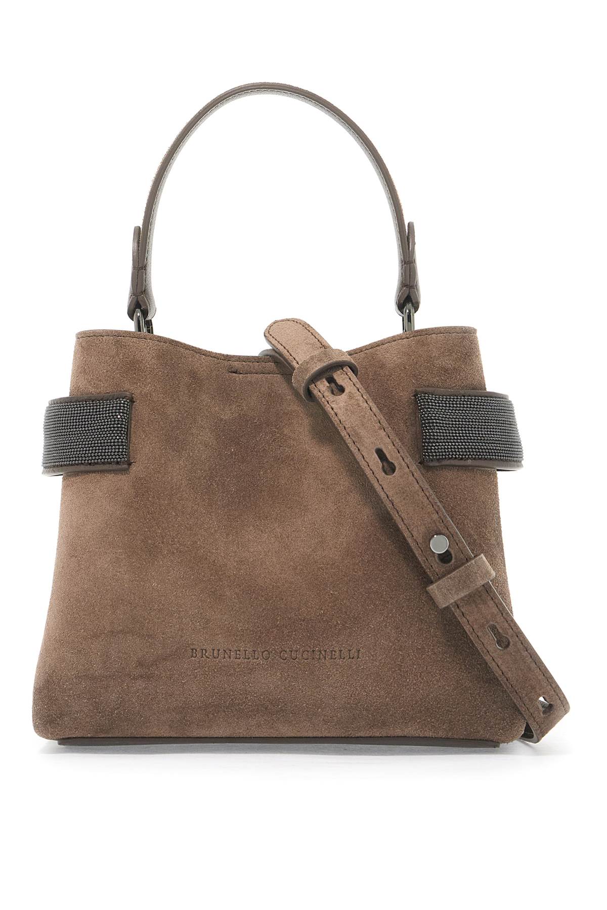 BRUNELLO CUCINELLI Elegant Suede Mini Handbag with Monili Embellishments