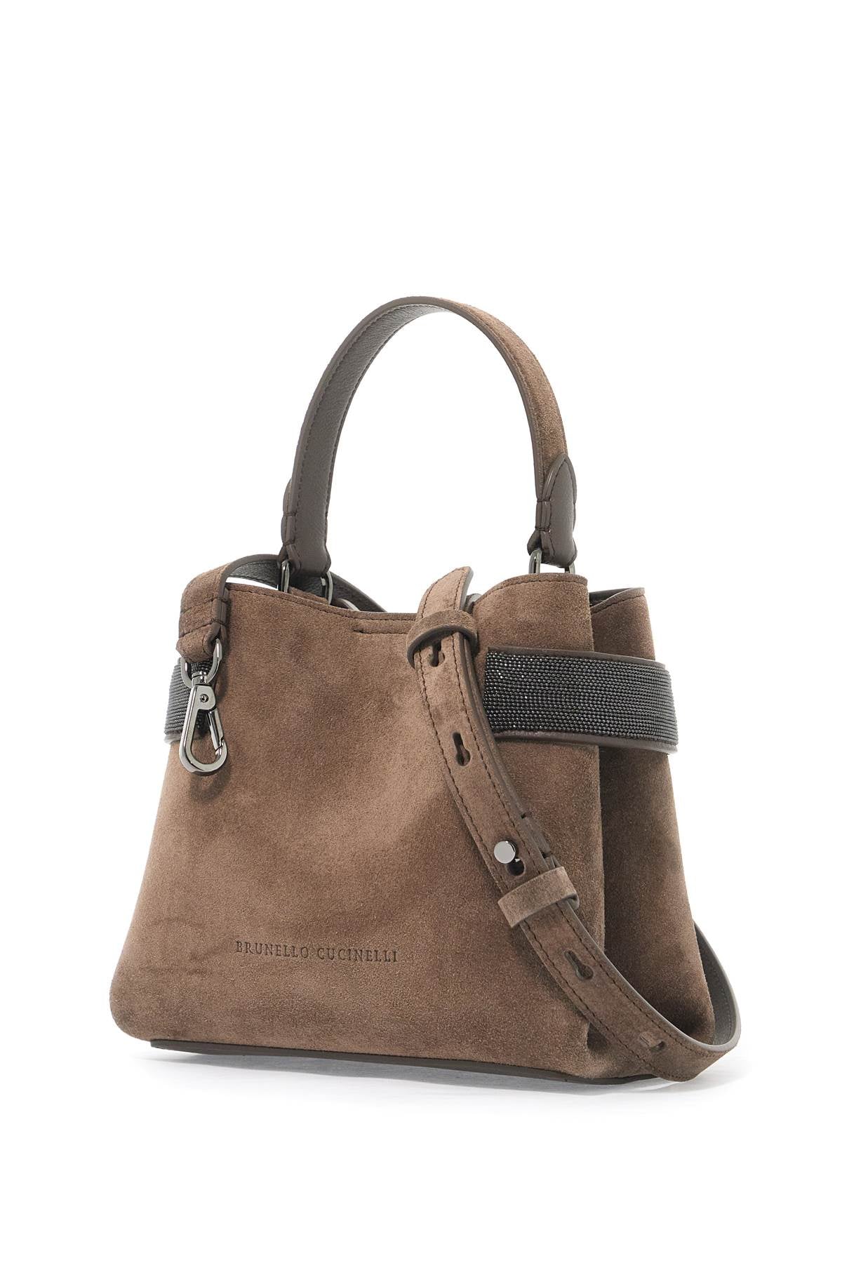 BRUNELLO CUCINELLI Elegant Suede Mini Handbag with Monili Embellishments