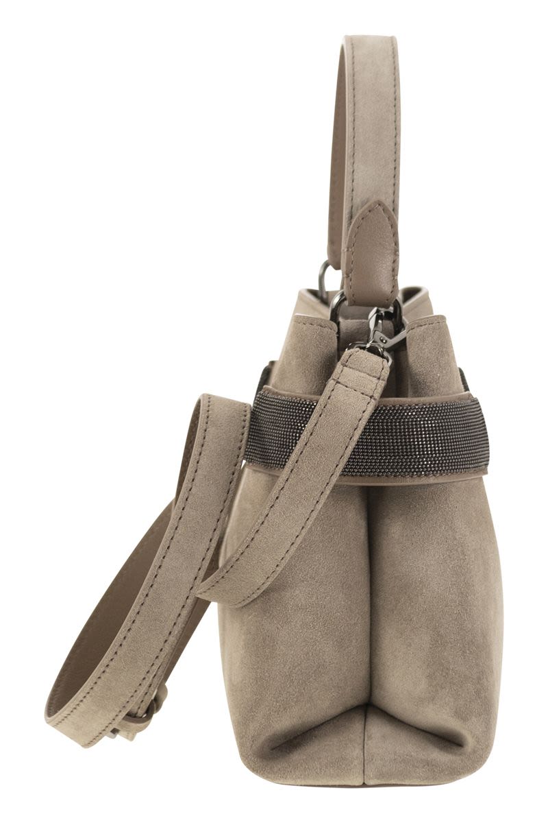 BRUNELLO CUCINELLI Elegant Mini Suede Handbag with Jewel Accents