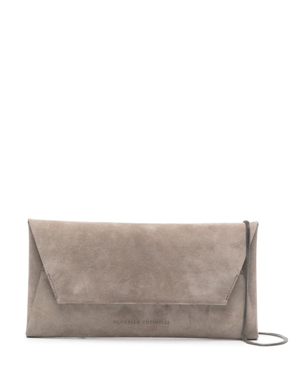 BRUNELLO CUCINELLI Mini Suede Envelope Clutch with Chain-Link Strap