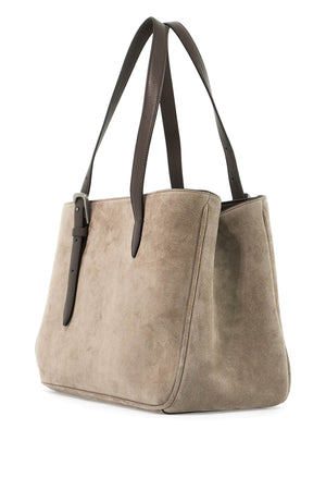 BRUNELLO CUCINELLI Elegant Suede Shoulder Handbag with Adjustable Handles