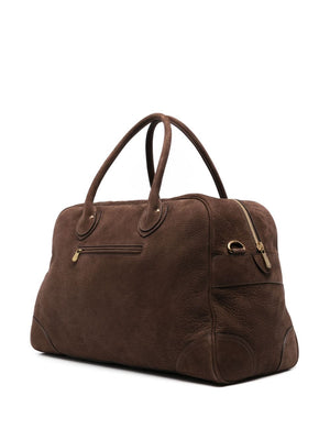 BRUNELLO CUCINELLI Leather Weekender Handbag - Chocolate Brown