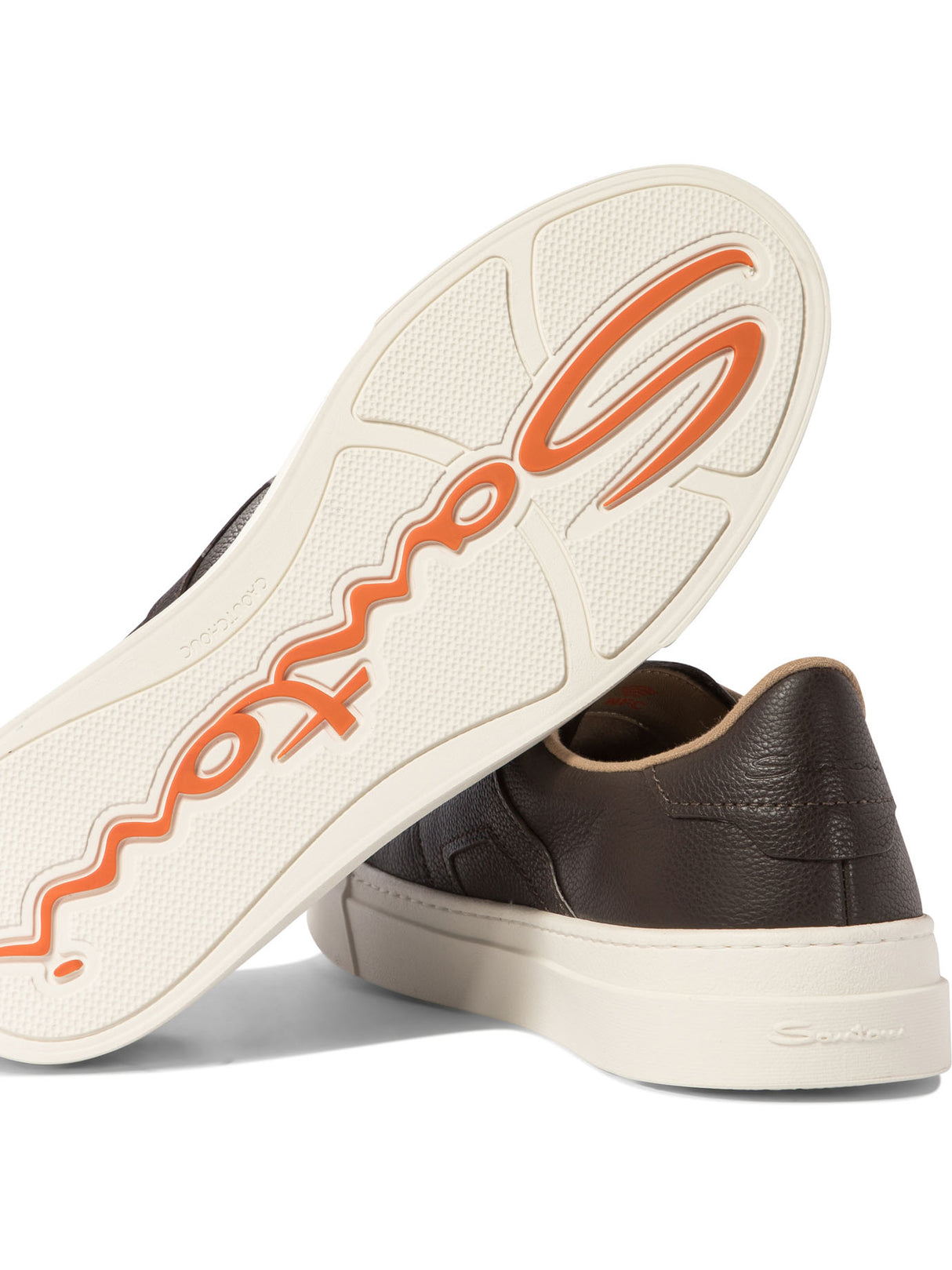 SANTONI Elegant Dual Buckle Leather Sneakers