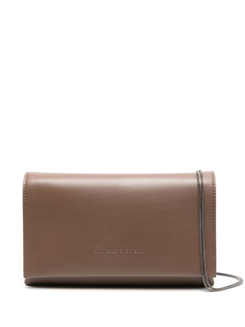 Taupe Brown Leather Crossbody Handbag for Women by Brunello Cucinelli