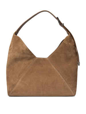 BRUNELLO CUCINELLI Luxurious Sueded Calfskin Hobo Handbag in Beige