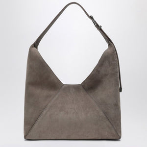 BRUNELLO CUCINELLI DUO Grey Suede Hobo Handbag