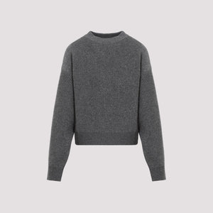 Áo len cổ tròn ribbed lấp lánh bằng len và cashmere