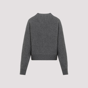 Áo len cổ tròn ribbed lấp lánh bằng len và cashmere