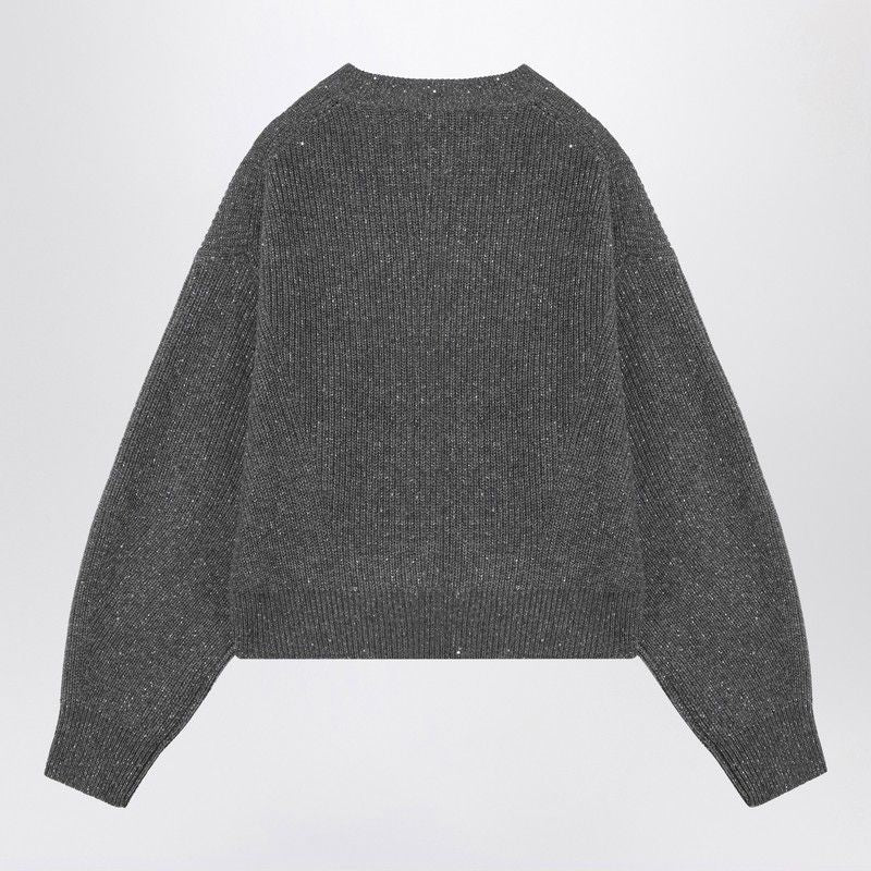 BRUNELLO CUCINELLI Lead Grey Cashmere Blend Jumper - FW24