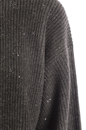 BRUNELLO CUCINELLI Dazzling Sequined Ribbed Sweert in Cashmere & Wool Blend