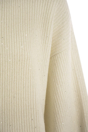 BRUNELLO CUCINELLI Luxe Cashmere-Wool Blend Sweater with Sparkling Sequins