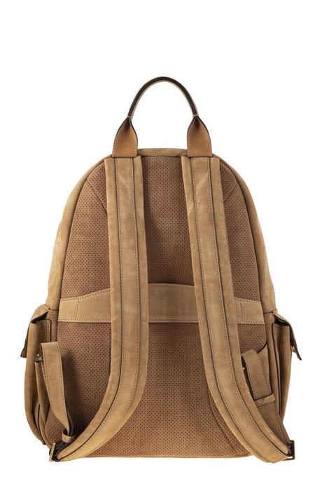 BRUNELLO CUCINELLI Suede Backpack - 35x43x20 cm