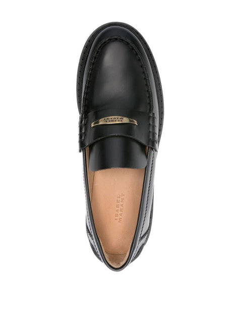 Chunky قرون العجل من جلد الغزال الأحذية للسيدات - أسود Slip-On الأحذية لSS24