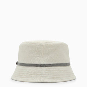 BRUNELLO CUCINELLI White Cotton and Linen Fisherman Hat