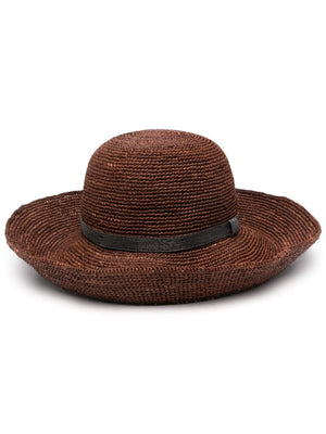 BRUNELLO CUCINELLI Elegant Black Straw Hat with Monili Chain Accent