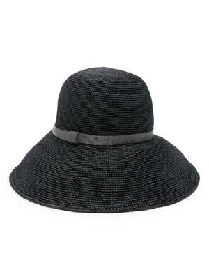 BRUNELLO CUCINELLI Black Straw Interwoven Signature Chain Hat for Women