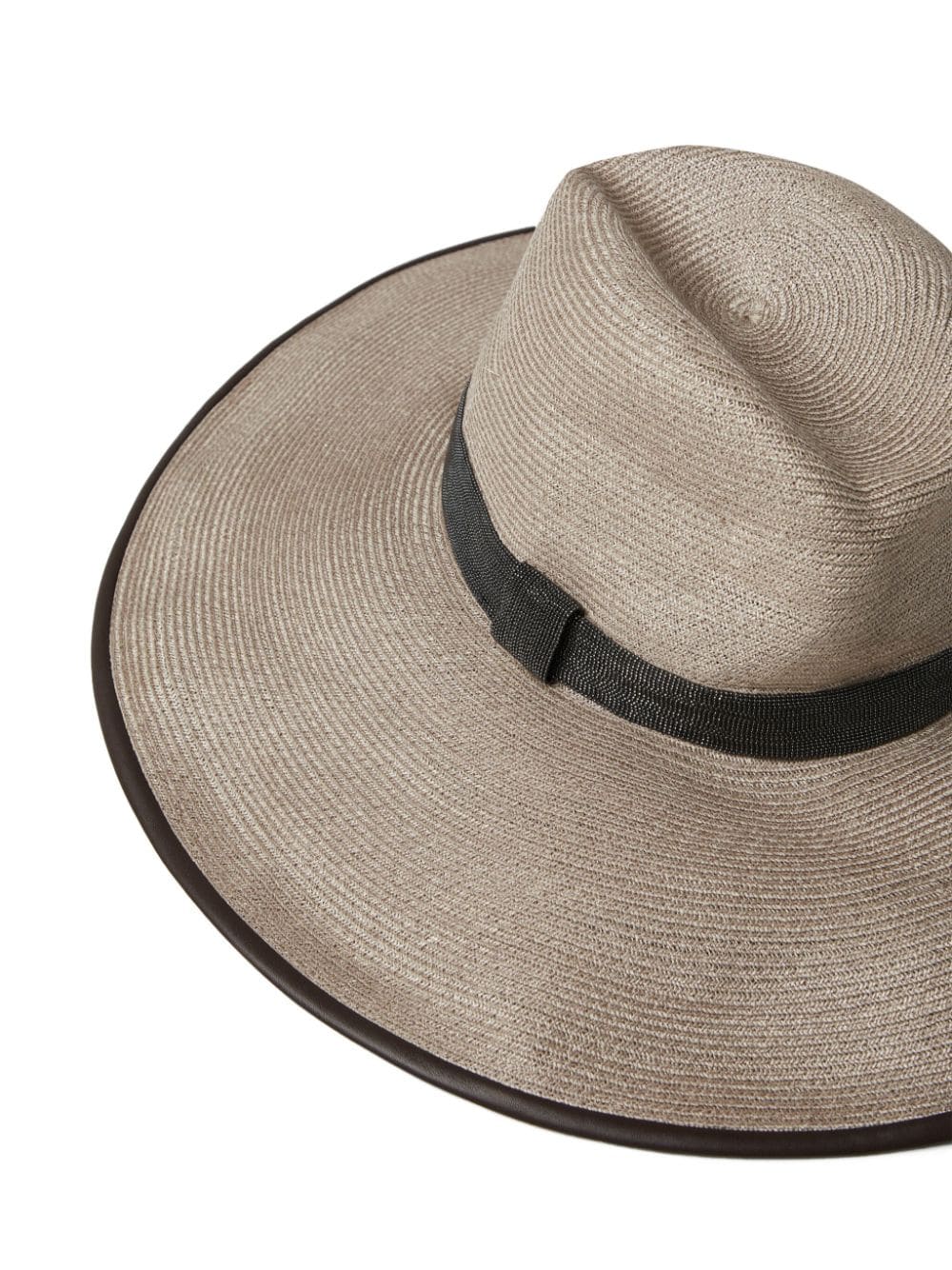 BRUNELLO CUCINELLI Beige Cotton Blend Fedora Hat with Monili Chain Detail for Women - SS24