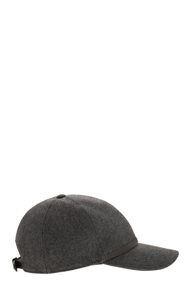 BRUNELLO CUCINELLI Luxury Wool and Cashmere Baseball Cap with Shiny Band