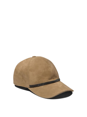 BRUNELLO CUCINELLI Elegant Suede Baseball Cap with Metallic Accents