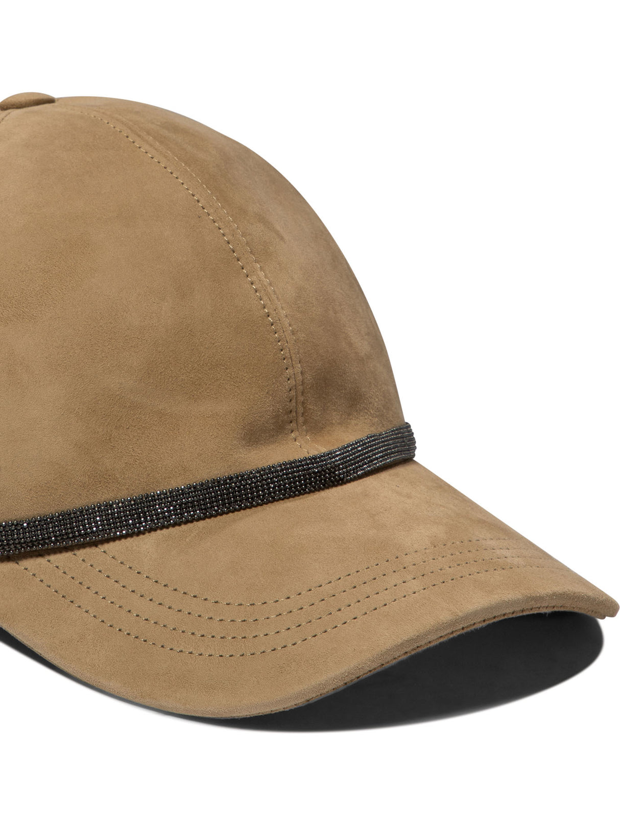 BRUNELLO CUCINELLI Elegant Suede Baseball Cap with Metallic Accents