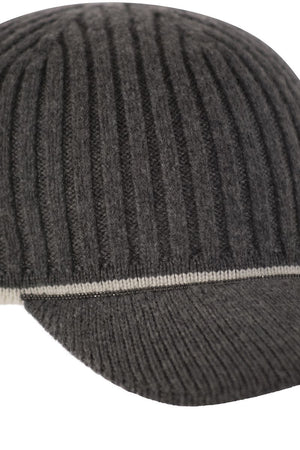 BRUNELLO CUCINELLI Luxury Ribbed Knit Baseball Cap with Jewel Detail