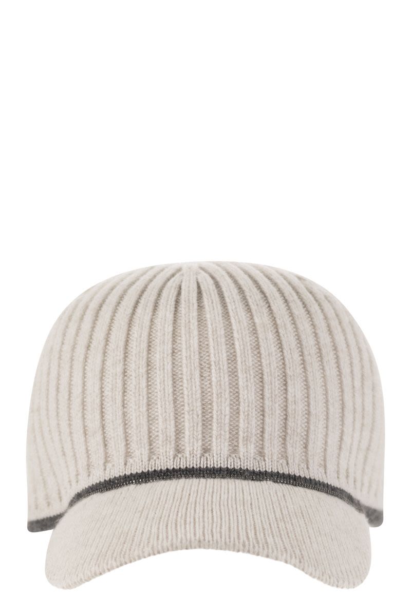 BRUNELLO CUCINELLI Luxury Ribbed Knit Baseball Cap with Jewel Detail