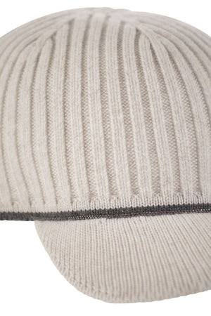 BRUNELLO CUCINELLI Luxury Ribbed Knit Baseball Cap with Jewel Detail