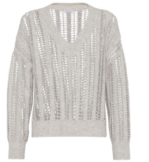 BRUNELLO CUCINELLI V-Neck Mesh Knit Sweater