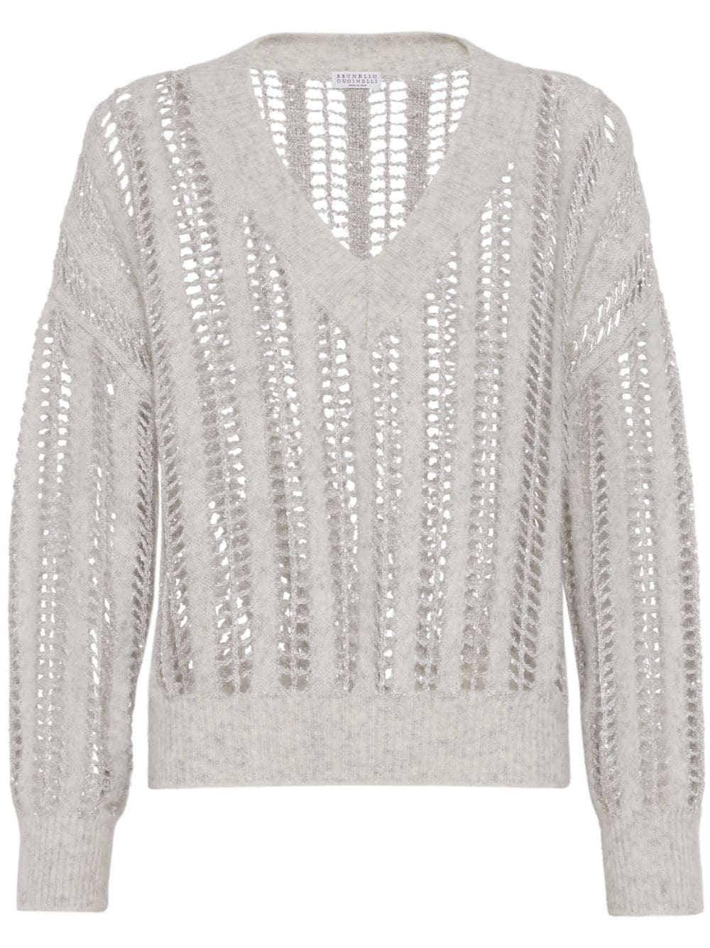 BRUNELLO CUCINELLI V-Neck Mesh Knit Sweater