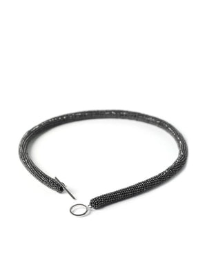 BRUNELLO CUCINELLI Graphite Silver Beaded T-Bar Necklace