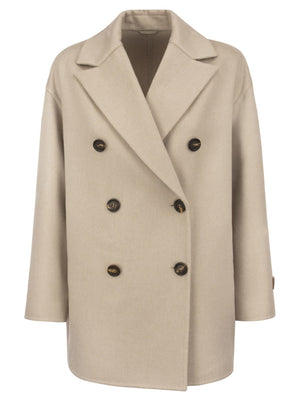 BRUNELLO CUCINELLI Luxurious Grey Cashmere Peacoat for Women - FW23 Collection