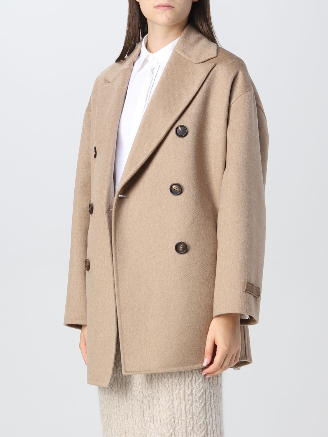 BRUNELLO CUCINELLI Luxurious Grey Cashmere Peacoat for Women - FW23 Collection