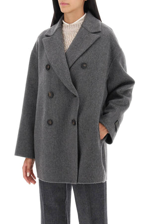 BRUNELLO CUCINELLI Luxurious Grey Cashmere Peacoat for Women - FW23 Collection