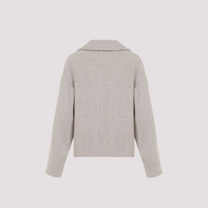 Áo khoác ngắn hai hàng khuy len và cashmere