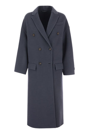 Blue Wool and Cashmere Double-Breasted Jacket (For Women)