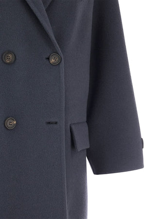 Blue Wool and Cashmere Double-Breasted Jacket (For Women)