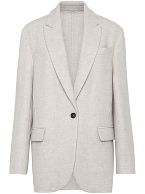 BRUNELLO CUCINELLI Women's Elegant Wool Blazer with Monili Chain Detail